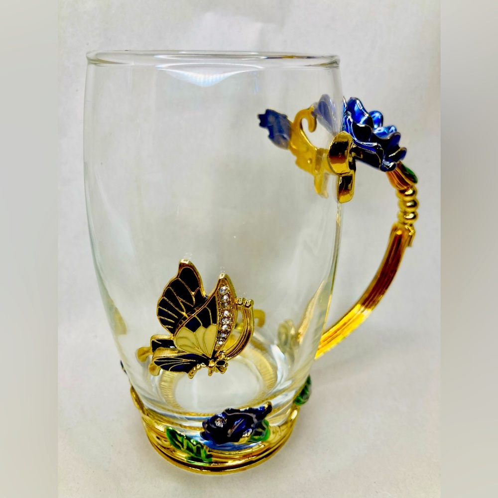 GLASS & METAL COFFEE/TEA CUP